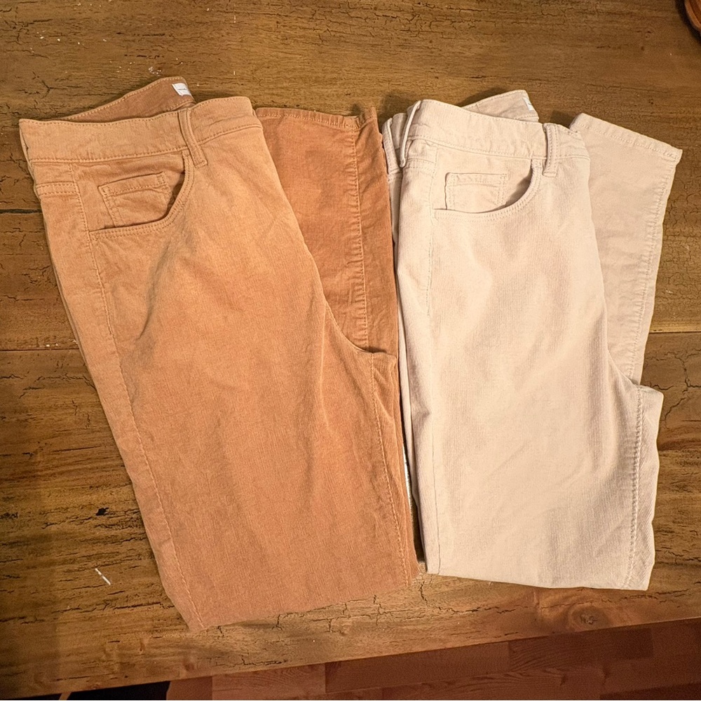 LOFT Tan and Cream Corduroy Skinny pants Size 10/30